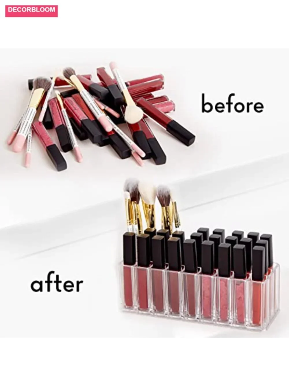 27 Slot Acrylic Makeup Organizer Vanity Drawer Storage Clear Lipstick Holder